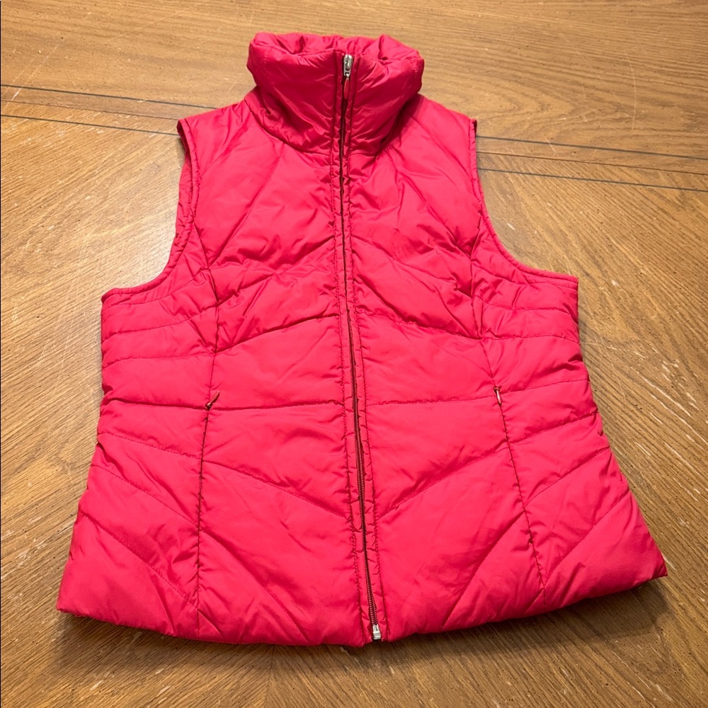 Funnel-neck Down Puffer Vest Zip Up Kenneth Cole Reaction Red Size Small EUC
